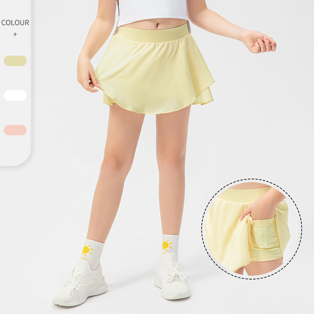 LULUNALAN Polyester Spandex Skin Friendly Breathable Quick Dry Girls Sports Dress Dance Training Skirt Kids Yoga Tennis Culottes